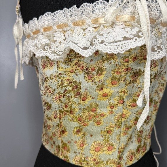 NWT Lacemade Van Gogh Sunflower Corset Top M Victorian Cottage Bridgerton Boho - Picture 8 of 11